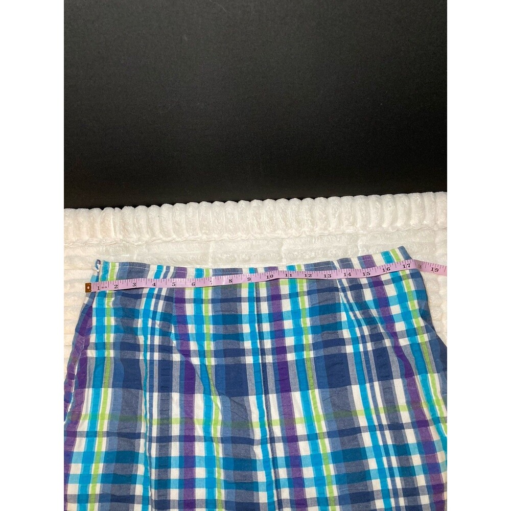 G H Bass & Company Madras Plaid Seersucker Skirt Blue, Purple, Green Sz 10 - Picture 6 of 9